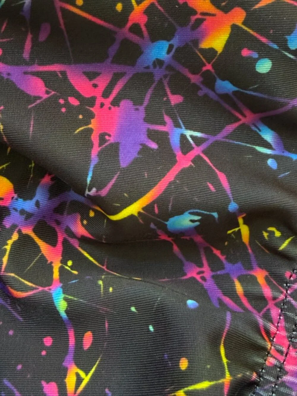 Aussie Togs Mens Swim Briefs 38 Large Black Neon Paint Splash Bikini Swimwear